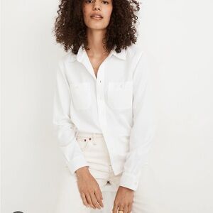 Madewell White Blouse with Classic Collar and Relaxed Fit